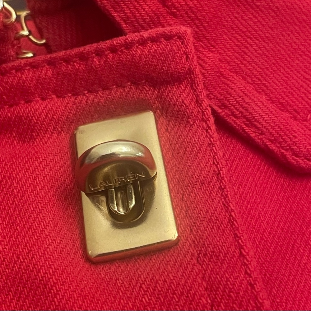 LRL Lauren Jeans Co Red Denim Jacket with Turn-Lock Buttons - Picture 7 of 11